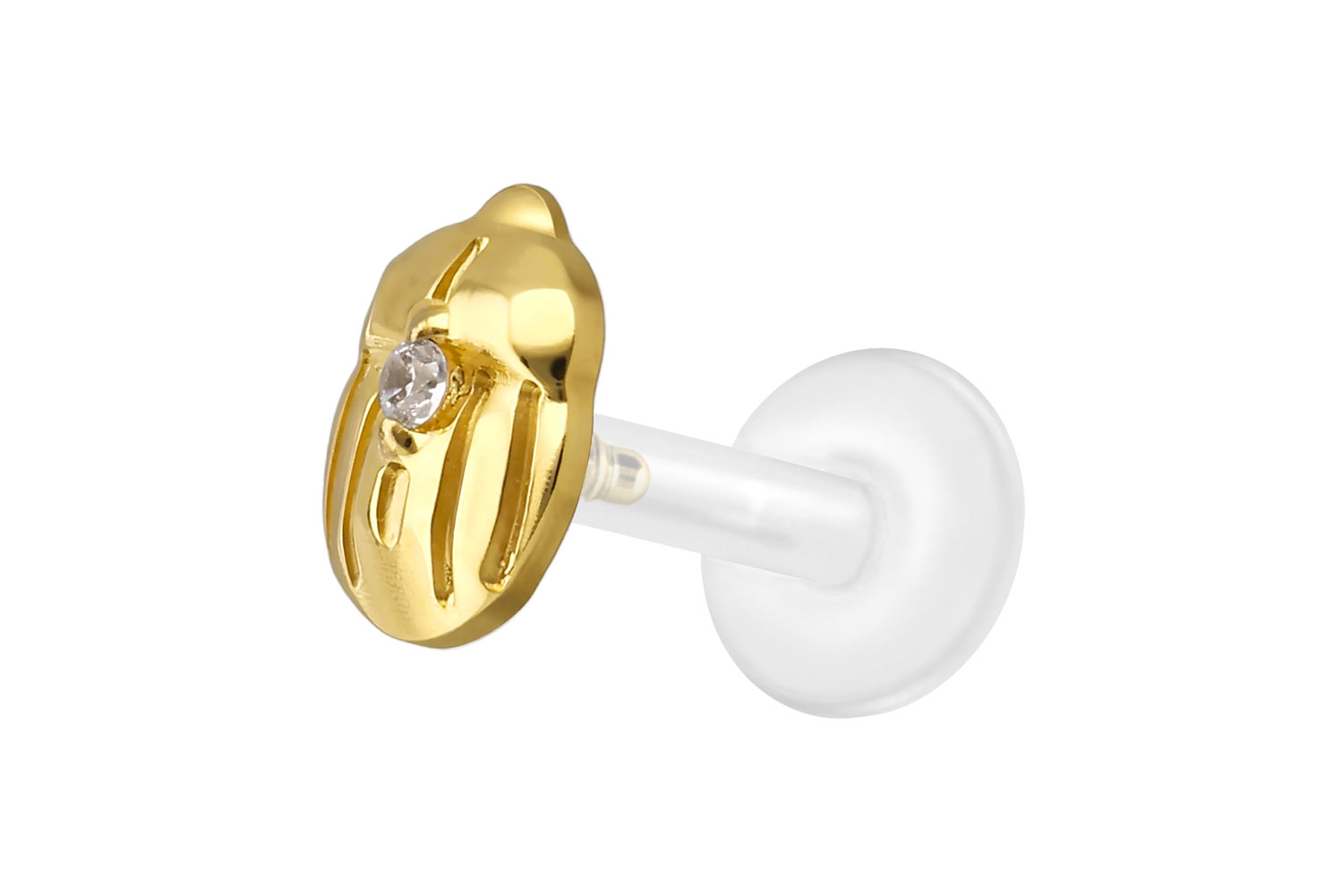 PTFE Labret Piercing mit Innengewinde + Titan-Aufsatz SKARABÄUS